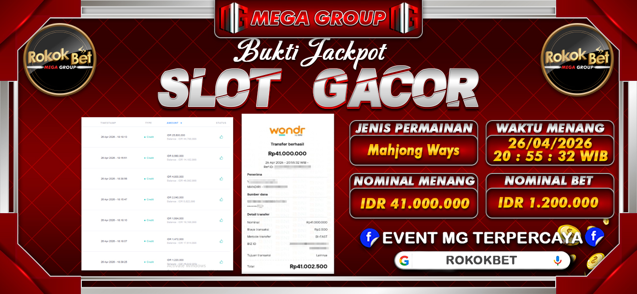 Bukti JP situs Rokokbet hari Senin, 27 April 2026