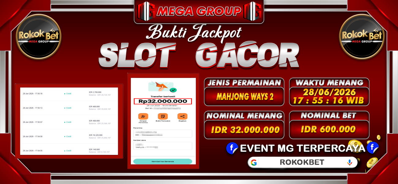 Bukti JP situs Rokokbet hari Senin, 29 Juni 2026