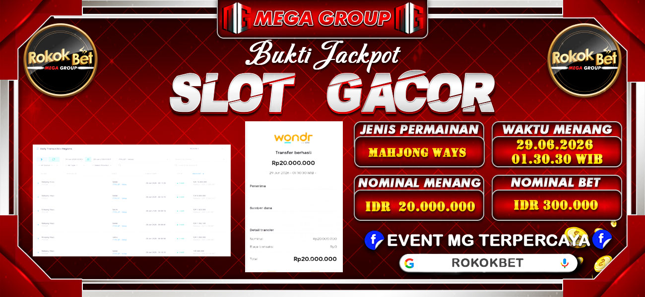 Bukti JP situs Rokokbet hari Senin, 29 Juni 2026