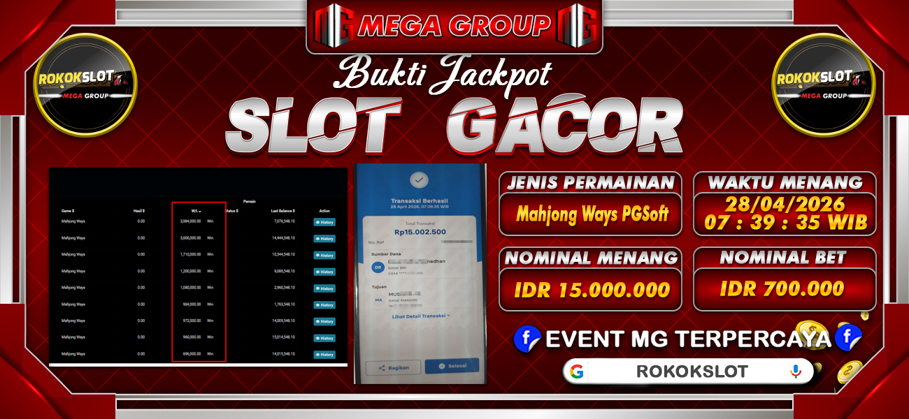 Bukti JP situs Rokokslot hari Selasa, 28 April 2026