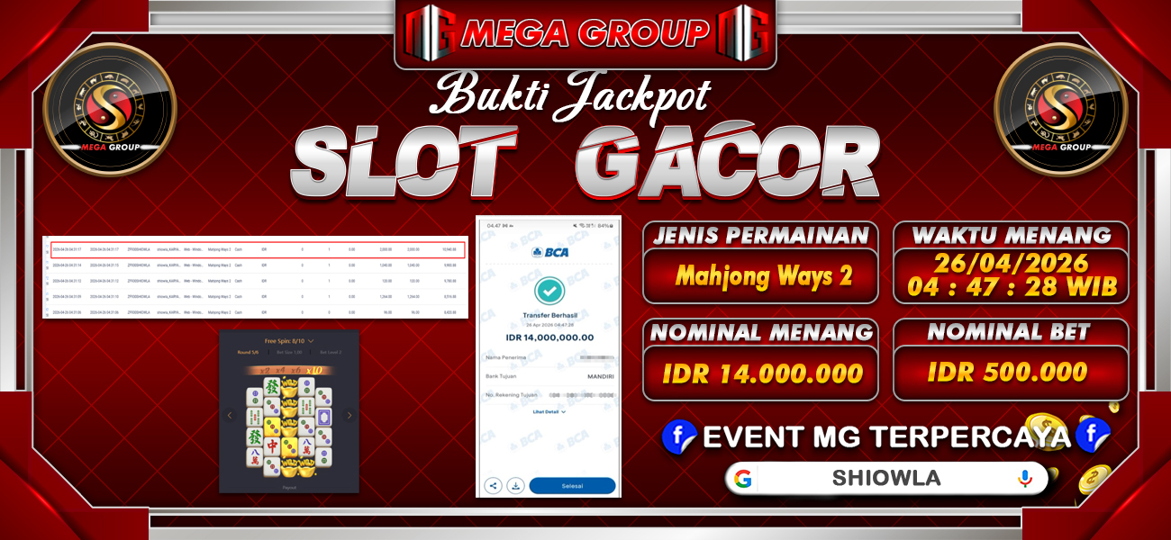 Bukti JP situs Shiowla hari Minggu, 26 April 2026