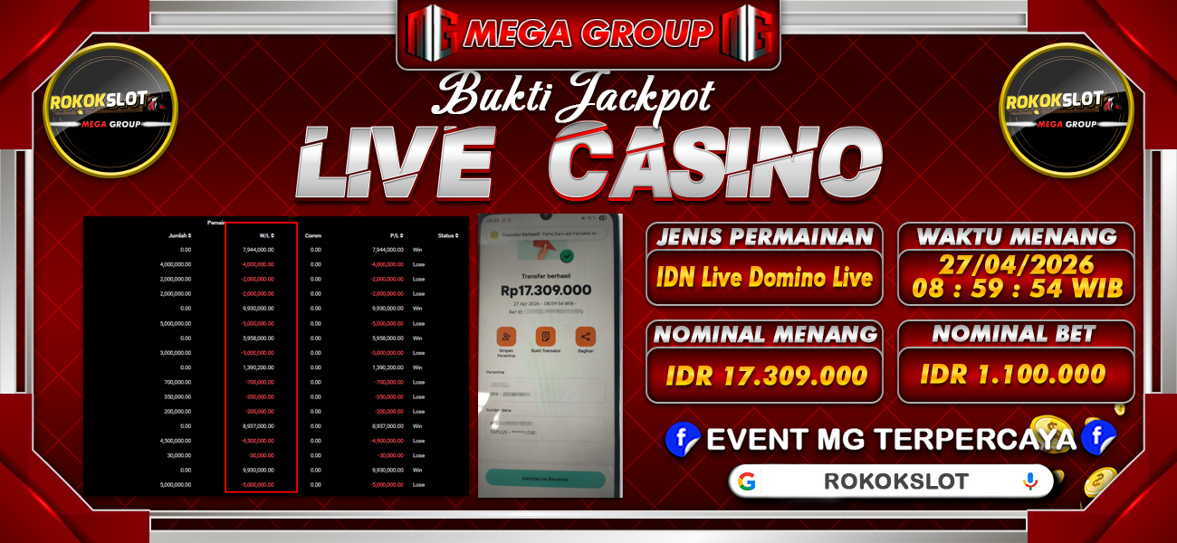 Bukti JP situs Rokokslot hari Senin, 27 April 2026