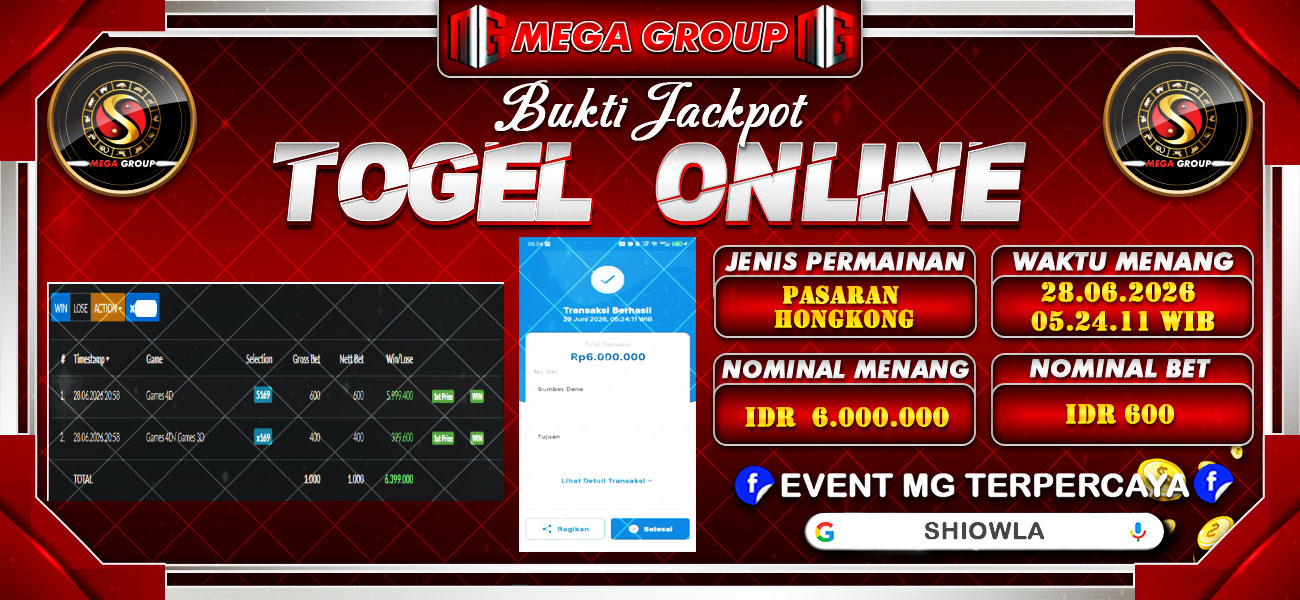 Bukti JP situs Shiowla hari Minggu, 28 Juni 2026